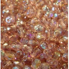 4mm Czech Firepolish Beads - Light Pink AB -  Pack of 50