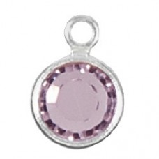 7mm Swarovski Silver Plated Drop Charms - Lt Amethyst - Pack of 2