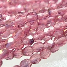 4mm Czech Firepolish Beads - Copper - Lt Milky Pink - Pack of 50