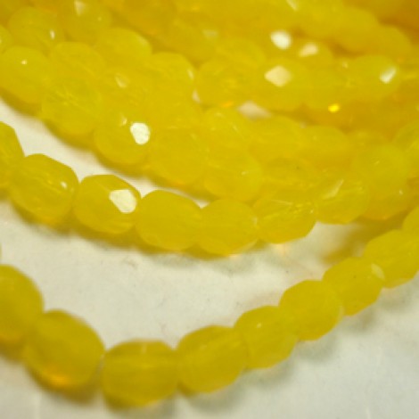 4mm Czech Firepolish Beads - Light Opal Orange - Pack of 50