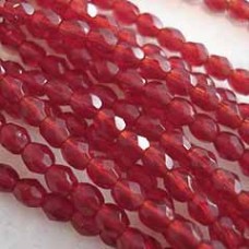 3mm Ruby Czech Fire Polished Beads