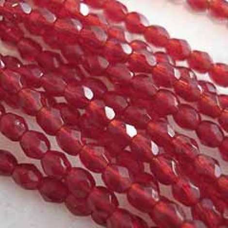 3mm Czech Fire Polished Beads - Ruby - Pack of 50 3mm Czech Fire Polished Beads - Ruby - Pack of 50
