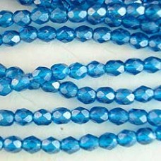 4mm Czech Firepolished Beads - Luster Capri Blue - Pack of 50