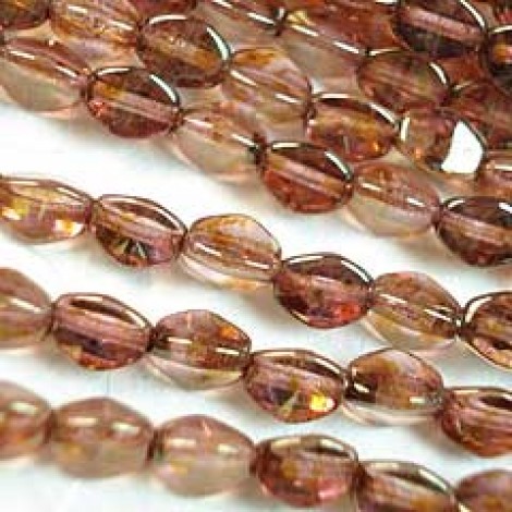 5x3mm Czech Pinch Beads - Luster Rose/Gold Topaz - Pack of 50 5x3mm Czech Pinch Beads - Luster Rose/Gold Topaz - Pack of 50