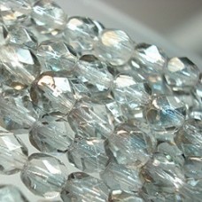6mm Czech Firepolish Beads - Luster Transparent Smoke - Pack of 25 beads