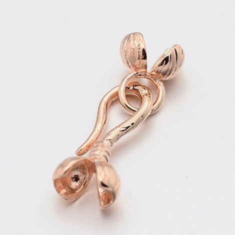 33x8x5mm Rose Gold Plated S-Clasp & Clamshell Cord Ends