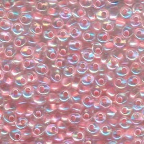 4mm Magatama Salmon Lined Crystal AB Seed Beads