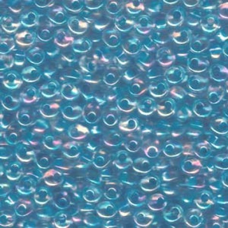 4mm Magatama Aqua Lined Crystal AB Seed Beads