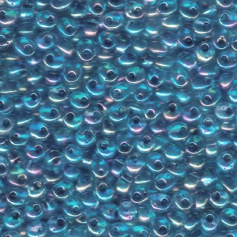 4mm Miyuki Magatama Drop Beads - Noir Lined Aqua AB
