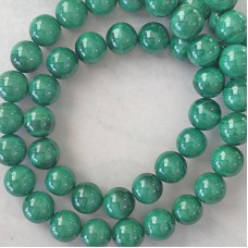 6mm Natural Green Malachite Round Gemstone Beads - 8 inch Strand