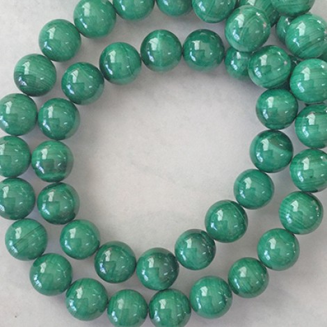 6mm Natural Green Malachite Round Gemstone Beads - 8 inch Strand