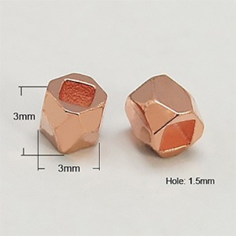 3mm Geometric Rose Gold Plated Brass Spacer Beads
