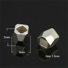 3mm Geometric Silver Plated Brass Spacer Beads