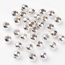 10mm Nickel Free Lightweight Economy Silver Plated Round Metal Beads with 4mm hole