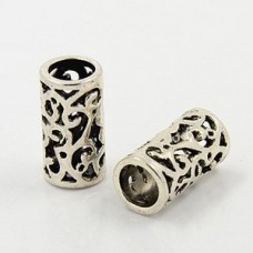 21x11mm (8mm ID) Ant Silver Large Hole Column Beads