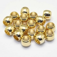6x5mm (4mm hole size) Long Lasting Large Hole 18K Gold Plated Brass Beads