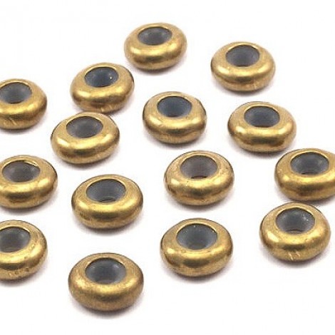 9x4mm (4.5mmID) Raw Brass & Silicone Bead Keepers - Pack of 2