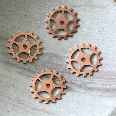 19mm 24ga Steampunk Raw Copper Sprocket Gear - Pack of 4