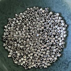 4mm (1.5mm hole) Antique Silver Base Metal Tiny Heart Beads - Pack of 100