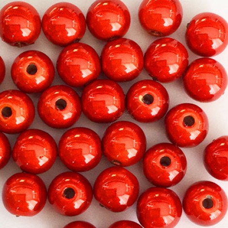 8mm Bright Red Japanese Miracle Beads - Pack of 10