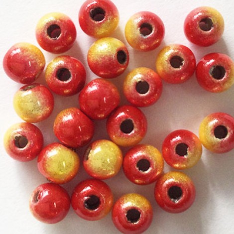 4mm Round Red-Yellow Two-Tone Miracle Beads