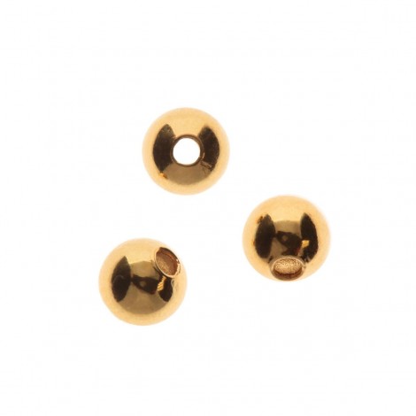 4mm Beadsmith Gold Plated Smooth Round Beads - Pack of 24