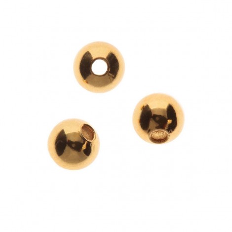 5mm Beadsmith Gold Plated Base Metal Round Spacers - Pack of 24