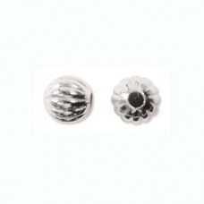 6mm Silver Plated Corrugated Round Spacer Beads