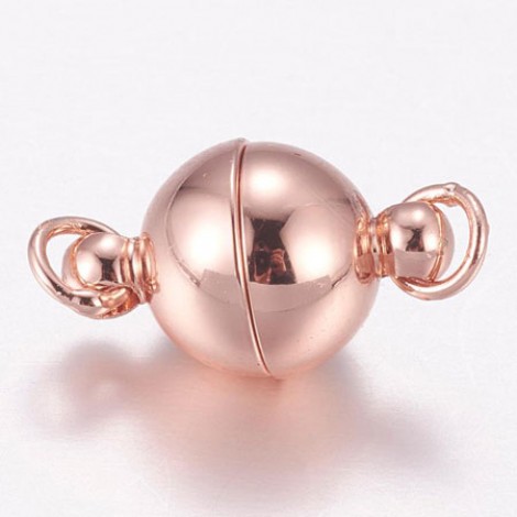 8x13.5mm 14kt Rose Gold Plated Brass Magnetic Round Clasps with Jumprings