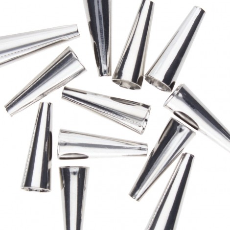 19.1mm Beadsmith Metal Elements Metal Cones - Pack of 24 - Silver Plated 19.1mm Beadsmith Metal Elements Metal Cones - Pack of 24 - Silver Plated