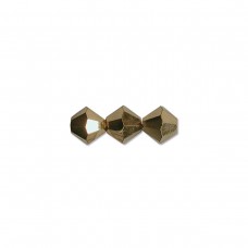 4mm Czech Preciosa Machine-Cut Crystal Bicones - Aurum (Gold) - Pack of 12