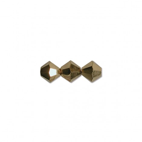4mm Czech Preciosa Machine-Cut Crystal Bicones - Aurum (Gold) - Pack of 12