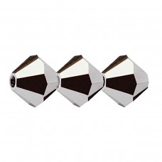 4mm Czech Preciosa Machine Cut Crystal Bicones - Crystal Labrador Full (Silver) - Pack of 12