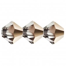 4mm Czech Preciosa Machine Cut Bicones - Crystal Starlight Gold - Pack of 12