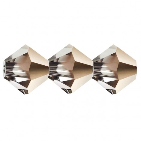 4mm Czech Preciosa Machine Cut Bicones - Crystal Starlight Gold - Pack of 12 4mm Czech Preciosa Machine Cut Bicones - Crystal Starlight Gold - Pack of 12