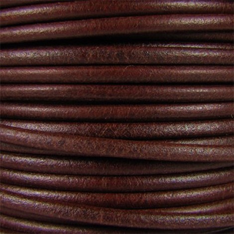 3mm Mediterranean Leather Round Cord - Whiskey