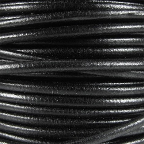 2mm Mediterranean Leather Round Cord - Black