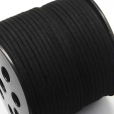4x1.4mm Flat Faux Suede Cord  - Black - 100yd (91m) Roll