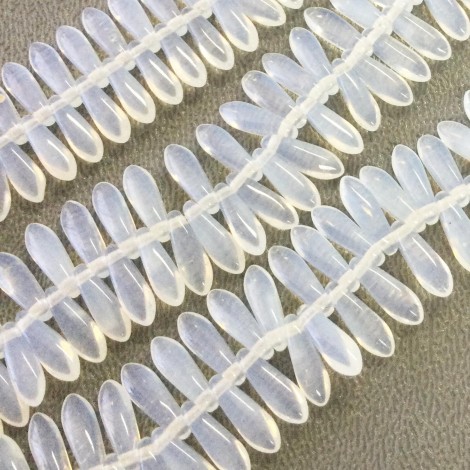 3x10mm Czech Glass Daggers - Milky White - Pack of 50