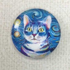 25mm Art Glass Backed Cabochons - Cosmic Cat