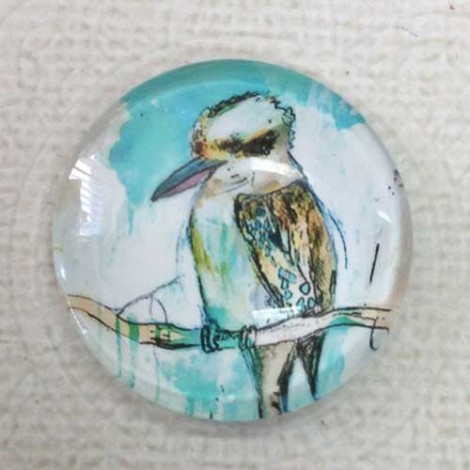 30mm Art Glass Backed Cabochons - Kookaburra - each