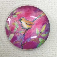 30mm Art Glass Backed Cabochons - Yellow Thornbill - each
