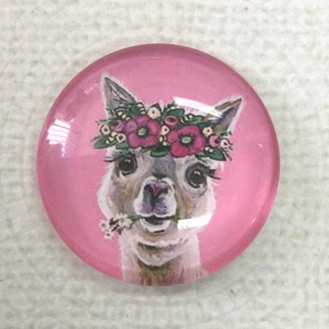 25mm Art Glass Backed Cabochons - Llama - Each 25mm Art Glass Backed Cabochons - Llama - Each