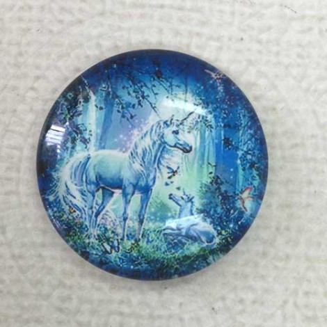 25mm Art Glass Backed Cabochons - Unicorn - Each