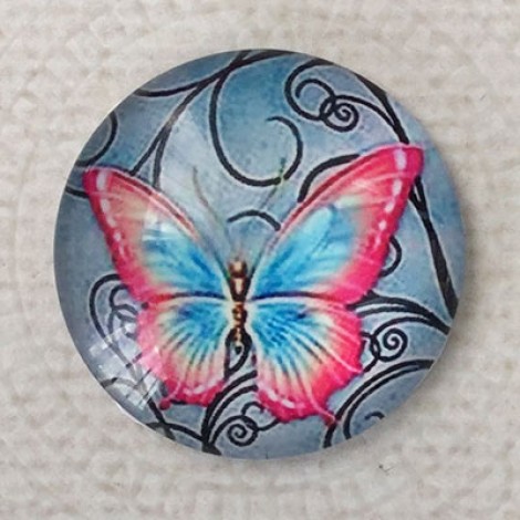 25mm Art Glass Backed Cabochons - Beautiful Butterflies 1
