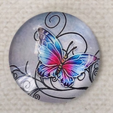 25mm Art Glass Backed Cabochons - Beautiful Butterflies 2 - Each 25mm Art Glass Backed Cabochons - Beautiful Butterflies 2 - Each