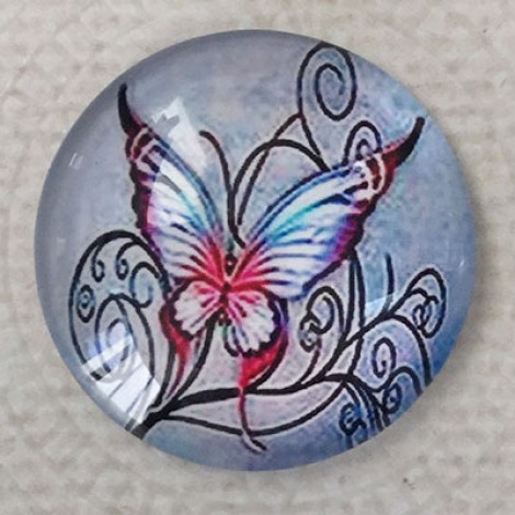 25mm Art Glass Backed Cabochons - Beautiful Butterflies 3 - Each