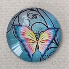 25mm Art Glass Backed Cabochons - Beautiful Butterflies 4 - Each