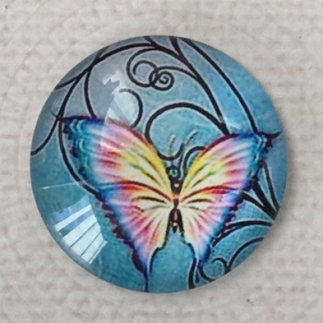 25mm Art Glass Backed Cabochons - Beautiful Butterflies 4 - Each