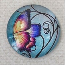 25mm Art Glass Backed Cabochons - Beautiful Butterflies 5 - Each